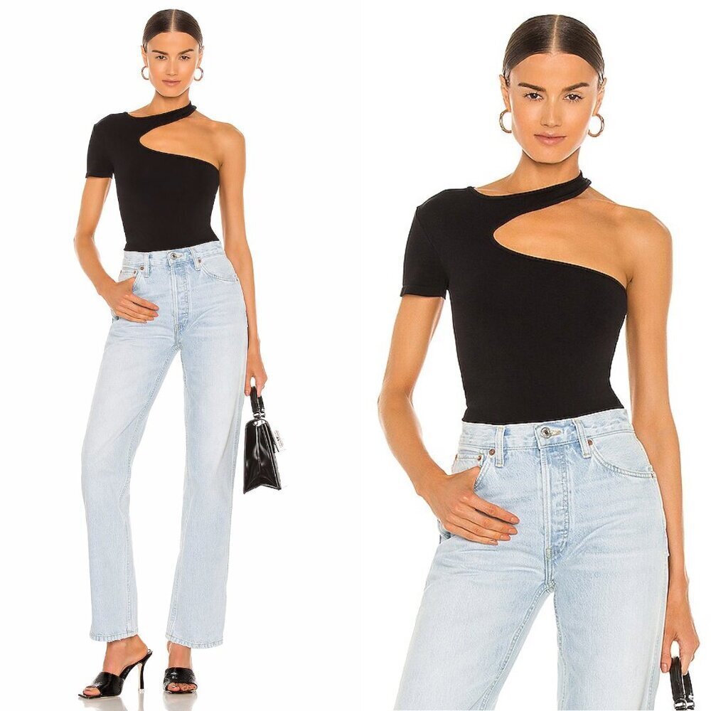 NWT New $165 Helmut Lang Cutout Seamless Black Top Made in Portugal Size M/L
